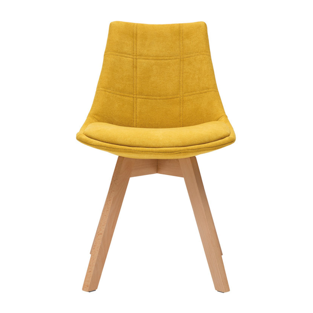 Chaises scandinaves en tissu effet velours jaune moutarde et bois clair (lot de 2) MATILDE