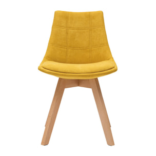 Chaises scandinaves en tissu effet velours jaune moutarde et bois clair (lot de 2) MATILDE