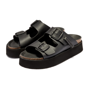 Sandalias de Mujer Plataforma Cierre Hebilla en Negro Vibe