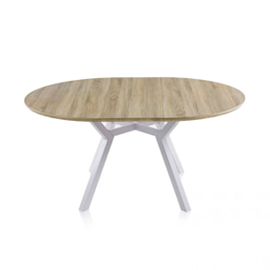 Mesa redonda extensible Aeris Roble - Blanco