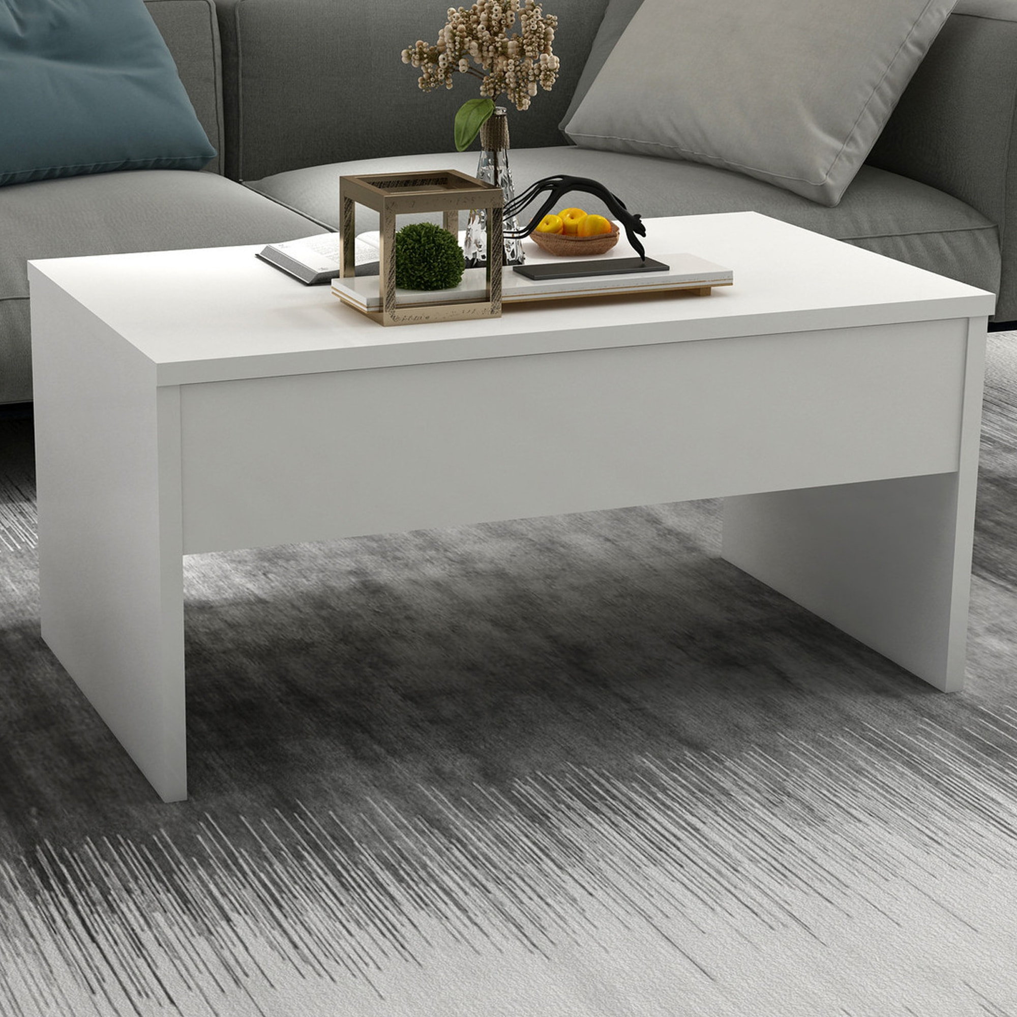 Mesa auxiliar,100% tablero de aglomerado rechapado en melamina, color blanco