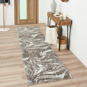 Oslo - tapis de salon à poils longs abstrait vizon