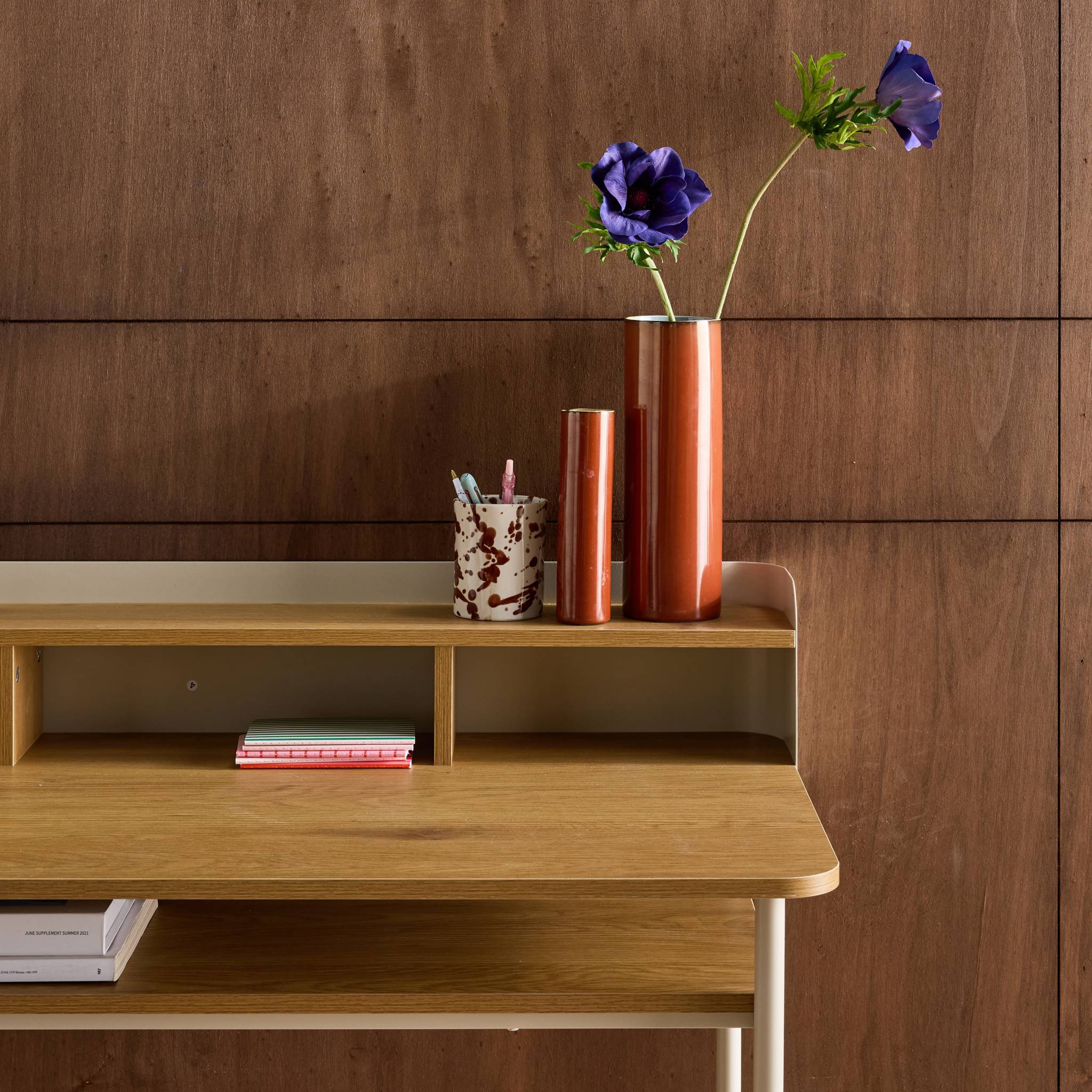 Bureau métal et décor bois 3 niches MOLTO