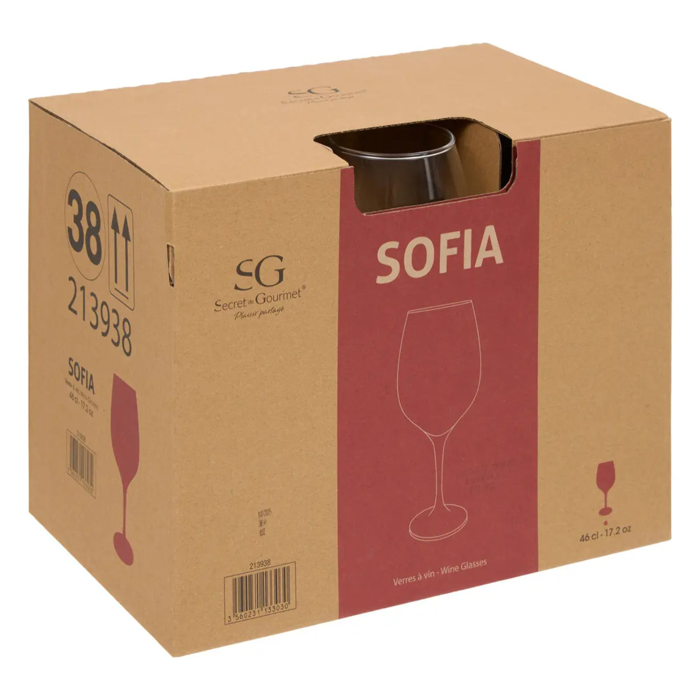 Lot de 6 verres à vin transparent 49cl