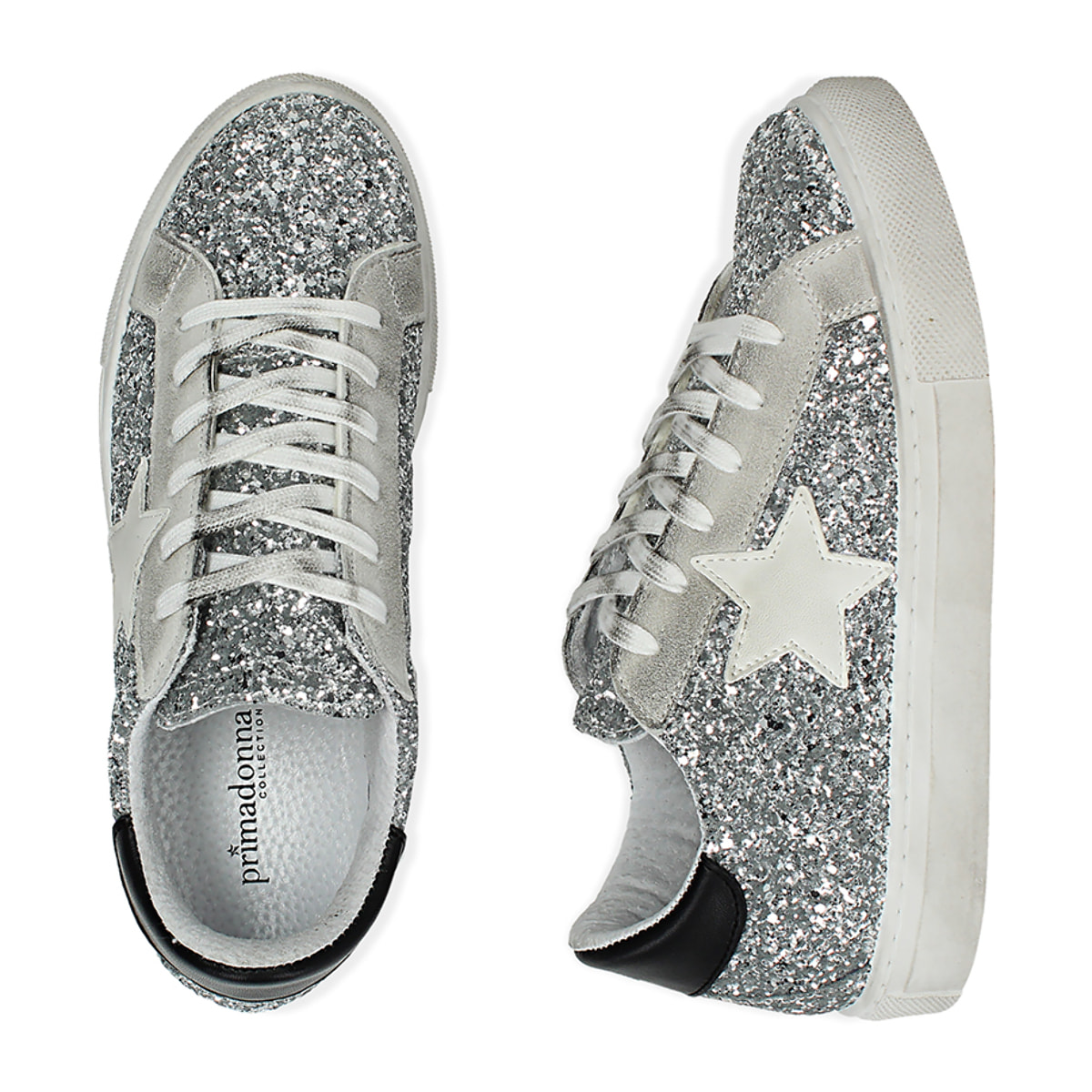 Sneakers glitter color argento