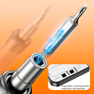 Destornillador eléctrico 46 en 1 con giro bidireccional, batería de 500mAh, 150rpm y 0,3Nm de torsión eléctrica.