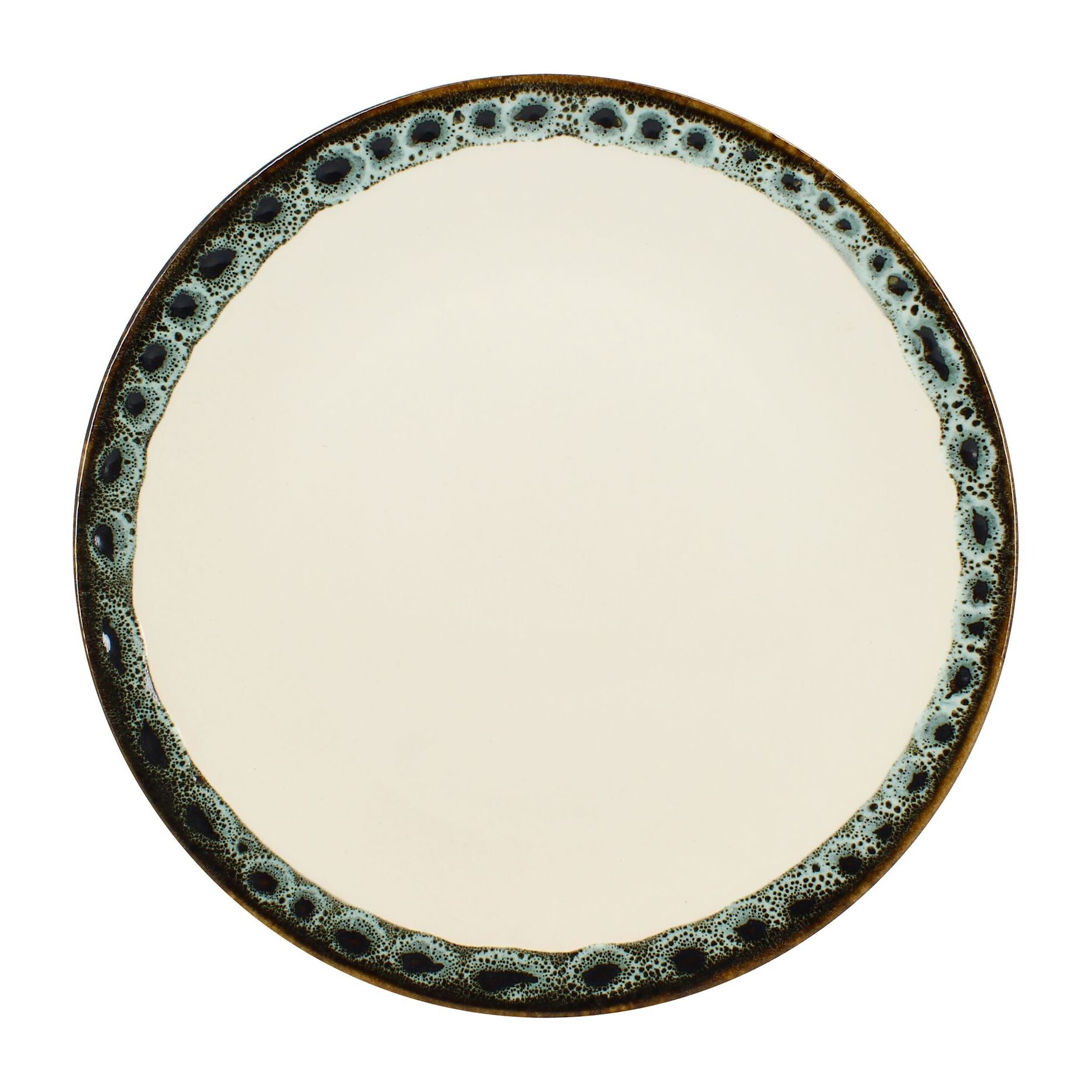 Lot de 6 assiettes plates atome 25cm en faience beige ATOME