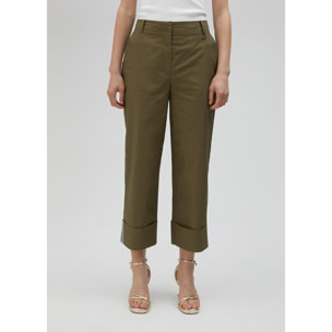 Pantaloni popeline orlo risvolto