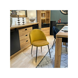 Chaise de repas tissu velours dossier capitonné pieds métal – CLEA 2