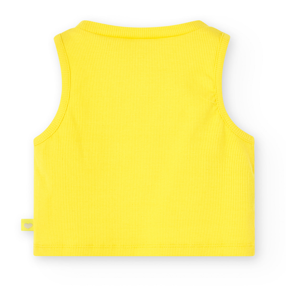Top niña, canalé, tirantes, cuello redondo, amarillo