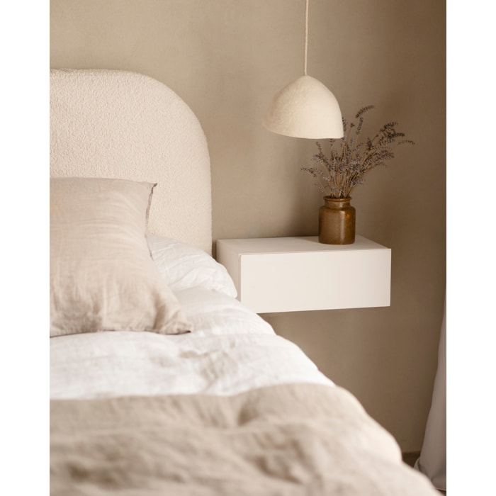 Table de chevet flottante en bois massif blanc 15x40cm Hauteur: 15 Longueur: 40 Largeur: 25.5