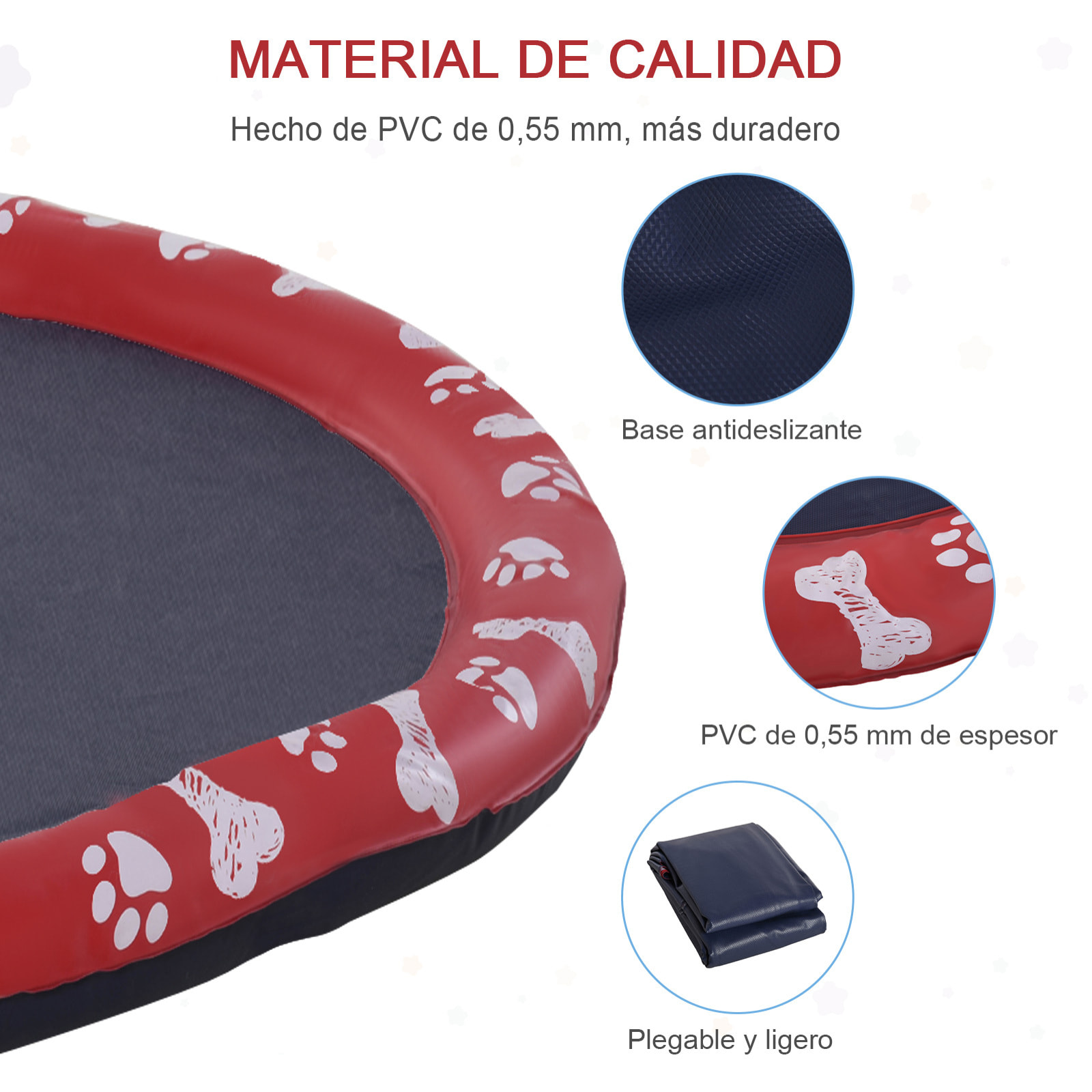 Splash Pad 150 cm Aspersor de Juegos de Agua con Rociador Tapete de Salpicaduras Piscina de Verano Portátil para Mascotas Perros Rojo