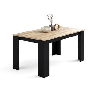 Mesa de comedor Naya en negro y roble canadian 140X80 cm Negro - Roble Canadian