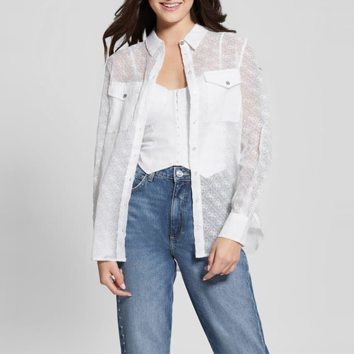 Chemise Violet - logo - blanc