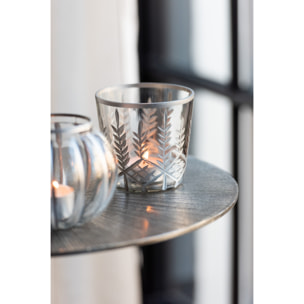 J-Line photophore Chloé - verre - transparent/argent - small - 2 pièces