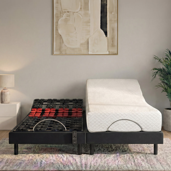 Ensemble Matelas Absolu & Sommier Électrique Superflex, 21 cm, Technologie à Plots, Confort Sur-Mesure, Soutien Équilibré, Télécommande