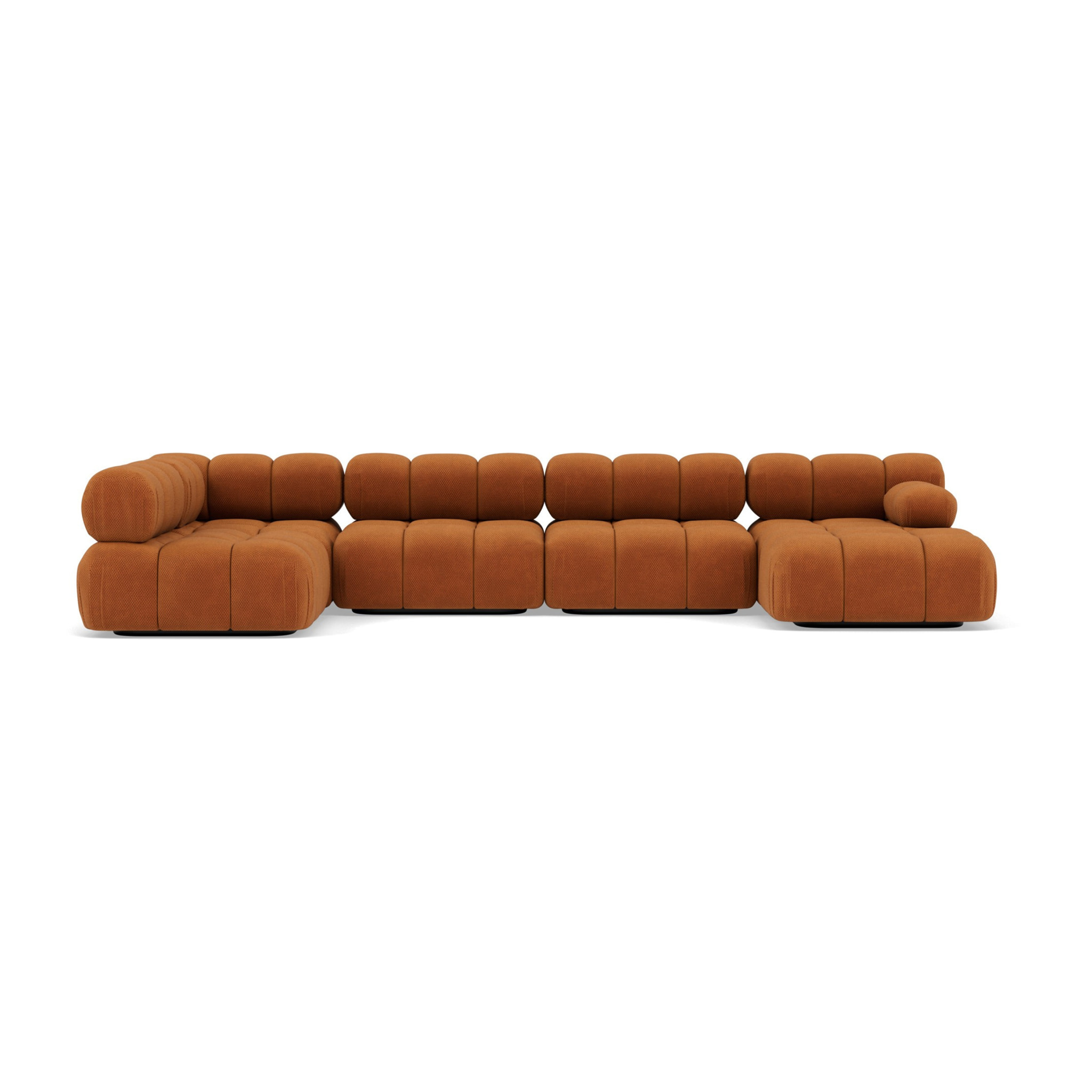 Ruby - canapé panoramique modulable d'angle gauche 7 places en velours texturé - Terracotta