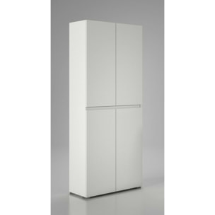 Armadio multiuso grande Arro, Scarpiera con ripiani regolabili, Mobile porta scarpe a 4 ante, 100% Made in Italy, 80x37h195 cm, Bianco