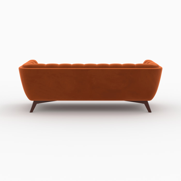 Ensemble canapé et fauteuil en velours orange 4 places - Mona