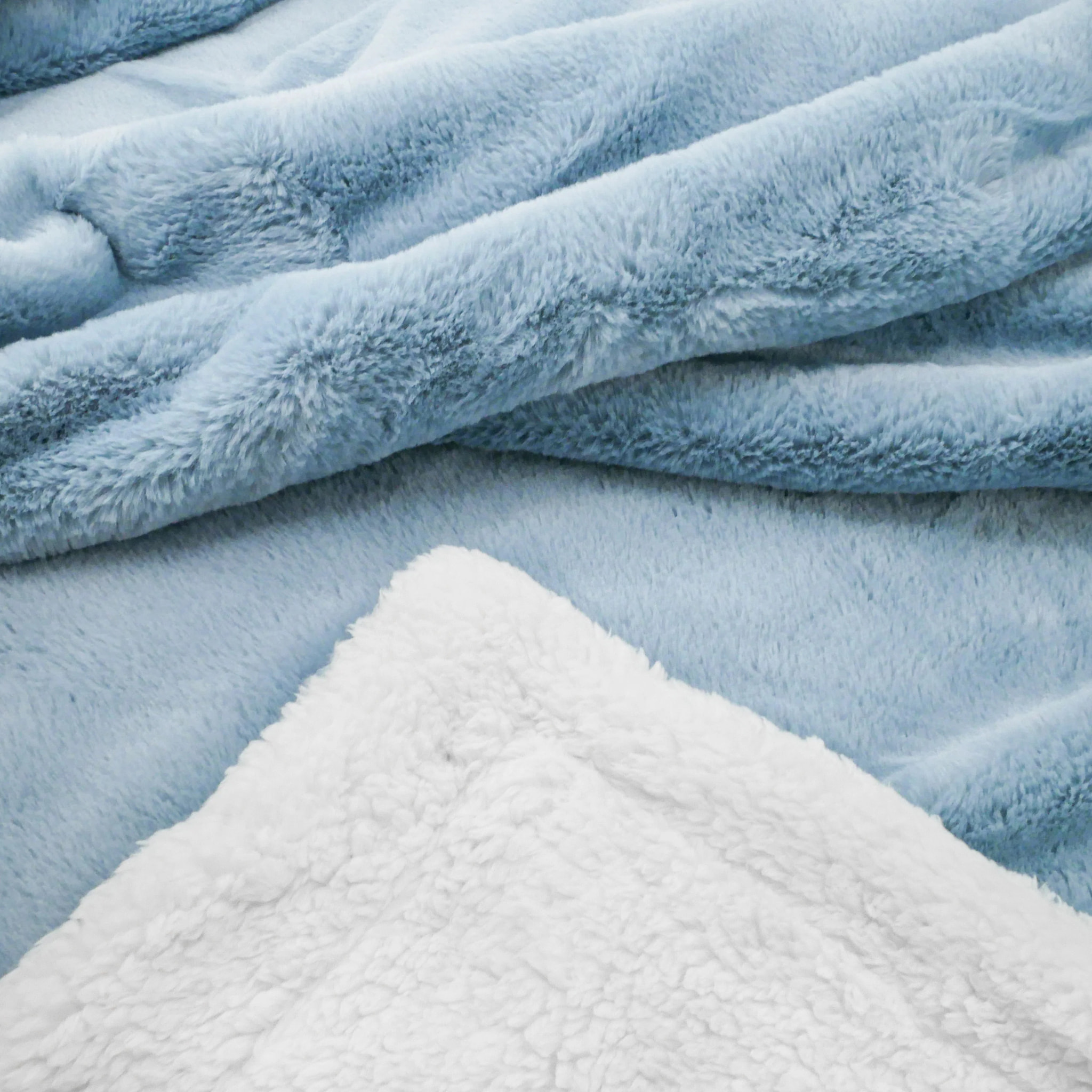 Plaid imitation "Lapin" - Cocoon Bleu Gris - 610g/m²