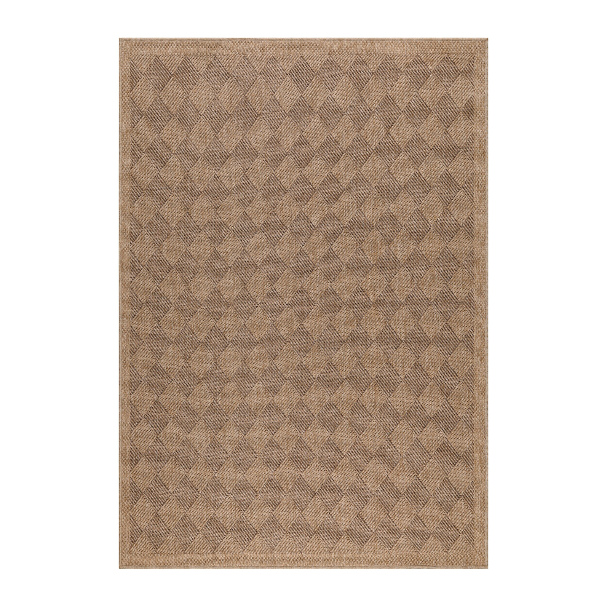 DHAKA - Tapis intérieur/extérieur aspect jute tissage chevron noir