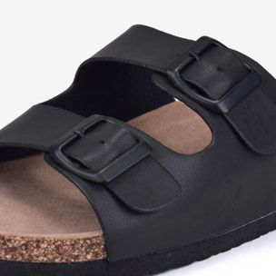 Sandalias planas negras con bio de corcho