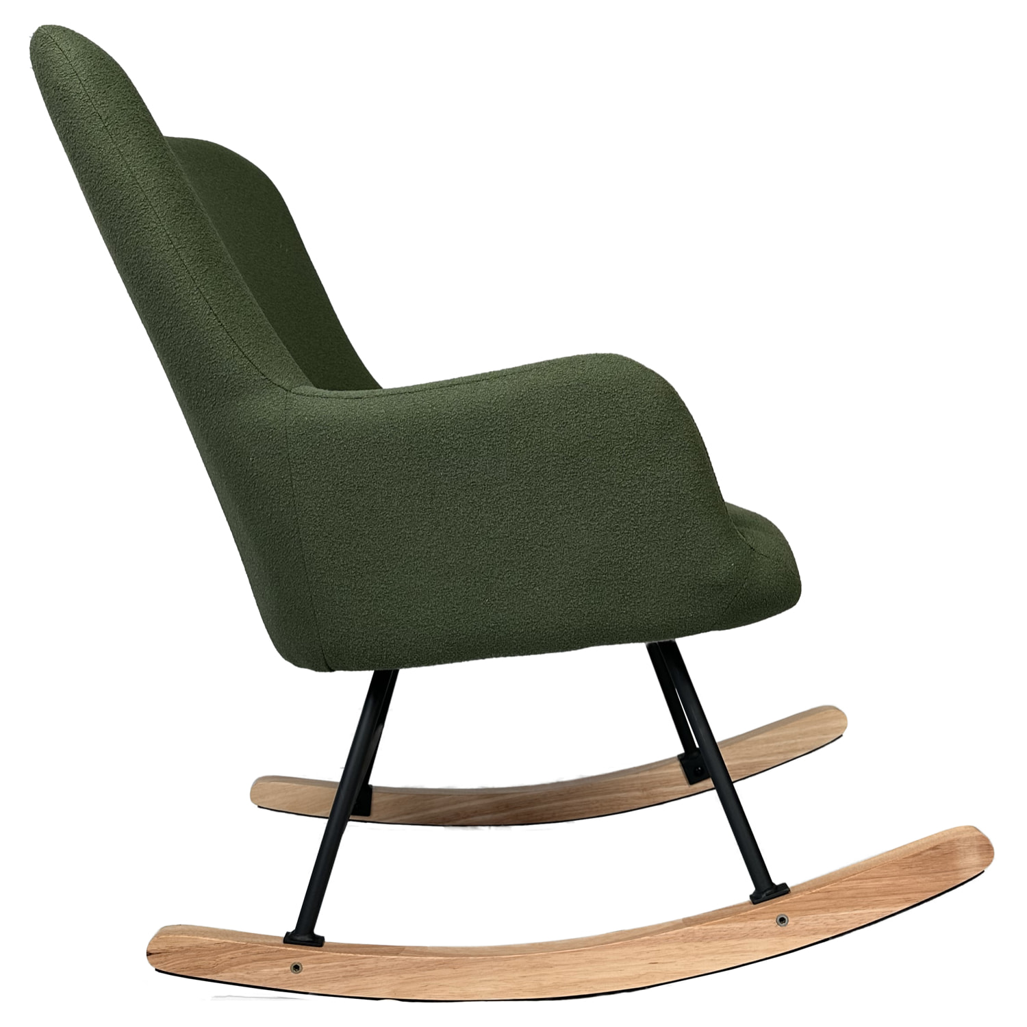 Fauteuil à bascule en tissu boucle vert kaki KAIRA