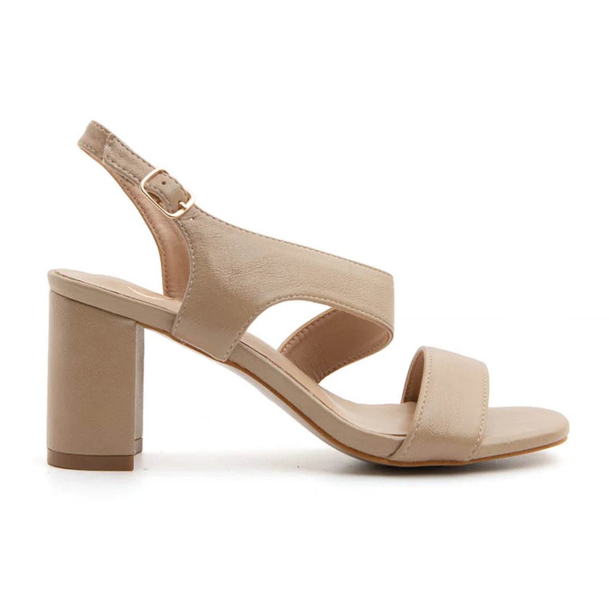 Sandalo con tacco largo e fascia sculpt - KHAKI