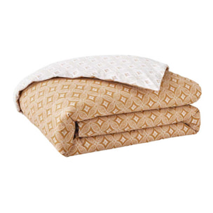 Parure de lit Housse de couette + taies rectangles unie en coton, BATIK, Jaune savane