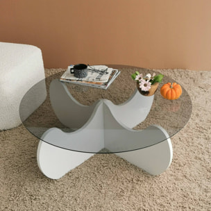 Tavolino da salotto Willow, Tavolo basso da caffè, Portariviste per divano, Ripiano da soggiorno, 90x90h30 cm, Bianco