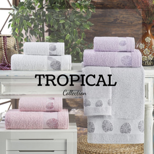 SET ASCIUGAMANI COTTON MANIA – TROPICAL - BIANCO