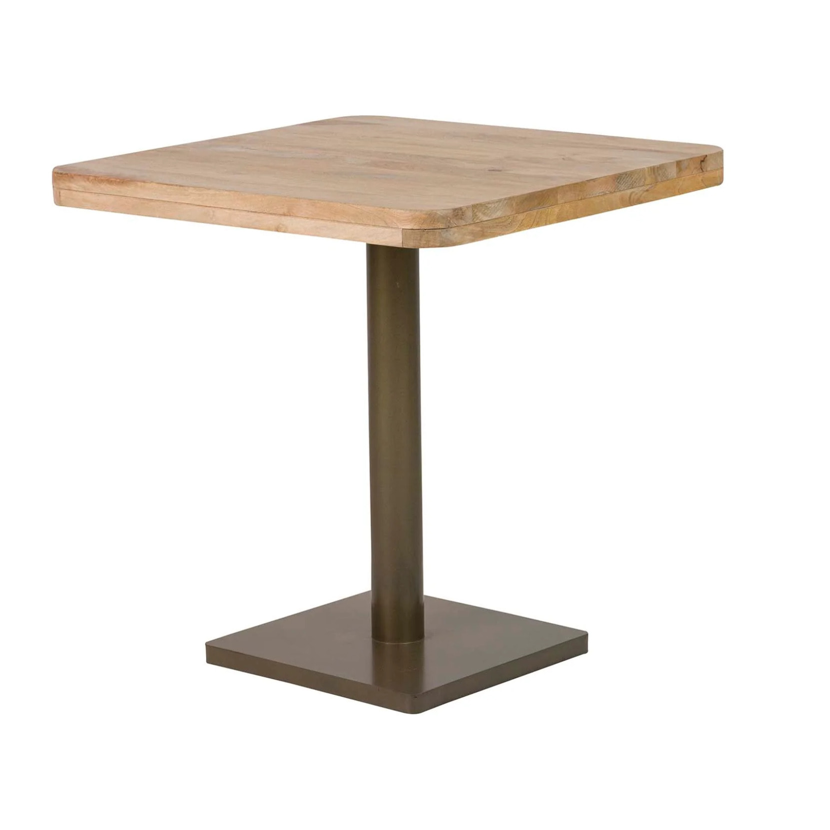 Mesa Comedor Madera Mango Metal Marron 70x70x75 Cm