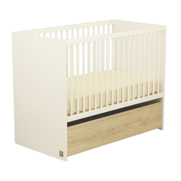 Lit bébé 120x60 à barreaux avec têtes en panneaux
