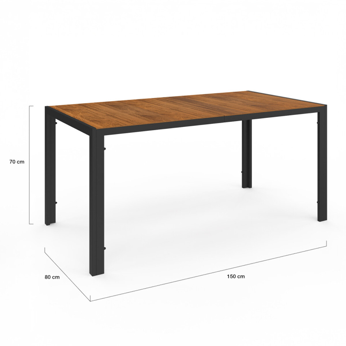 Ensemble repas Timbia 6 places verre trempé effet bois