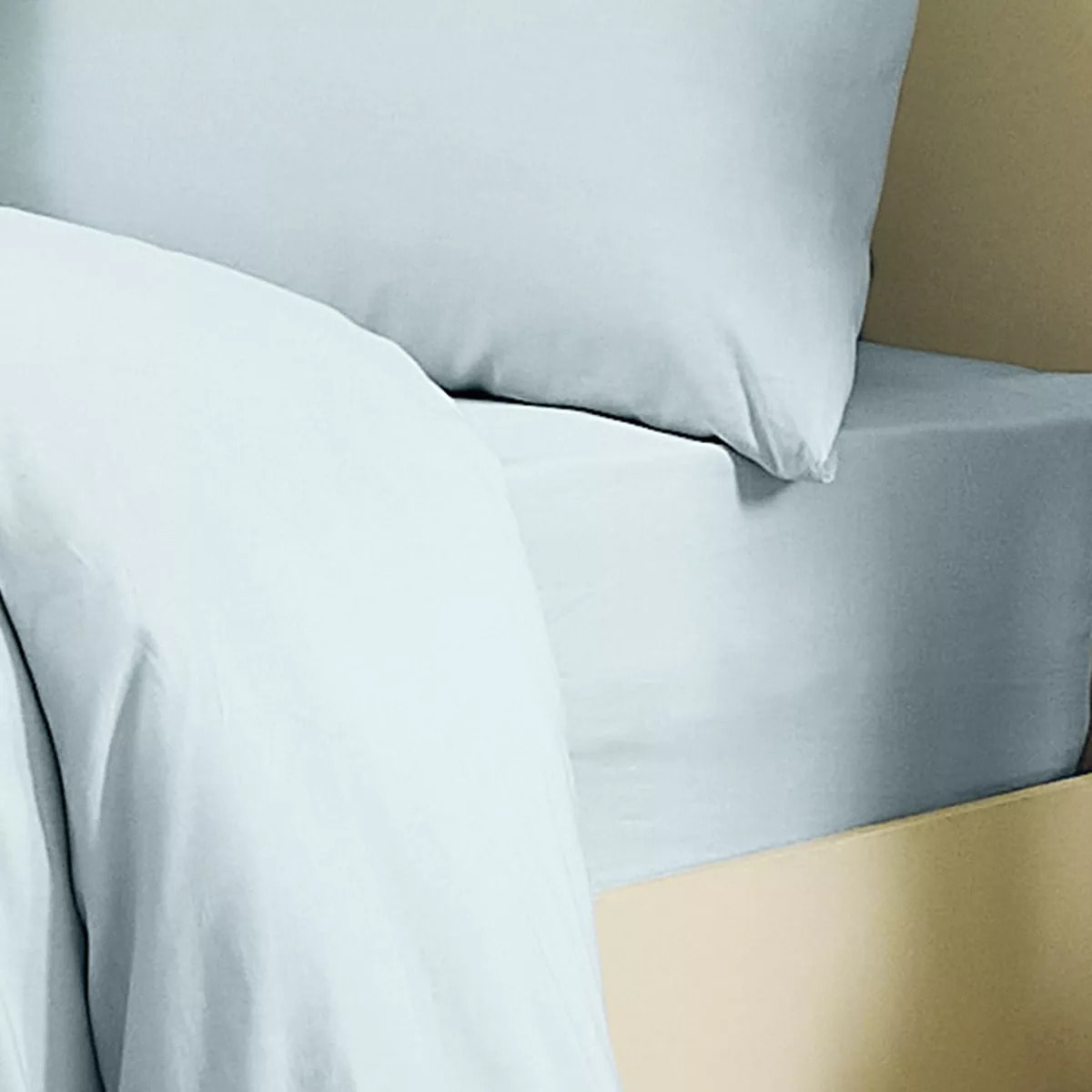 Drap housse b35 lin & coton 160 g/m² uni bleu Le metis francais aqua