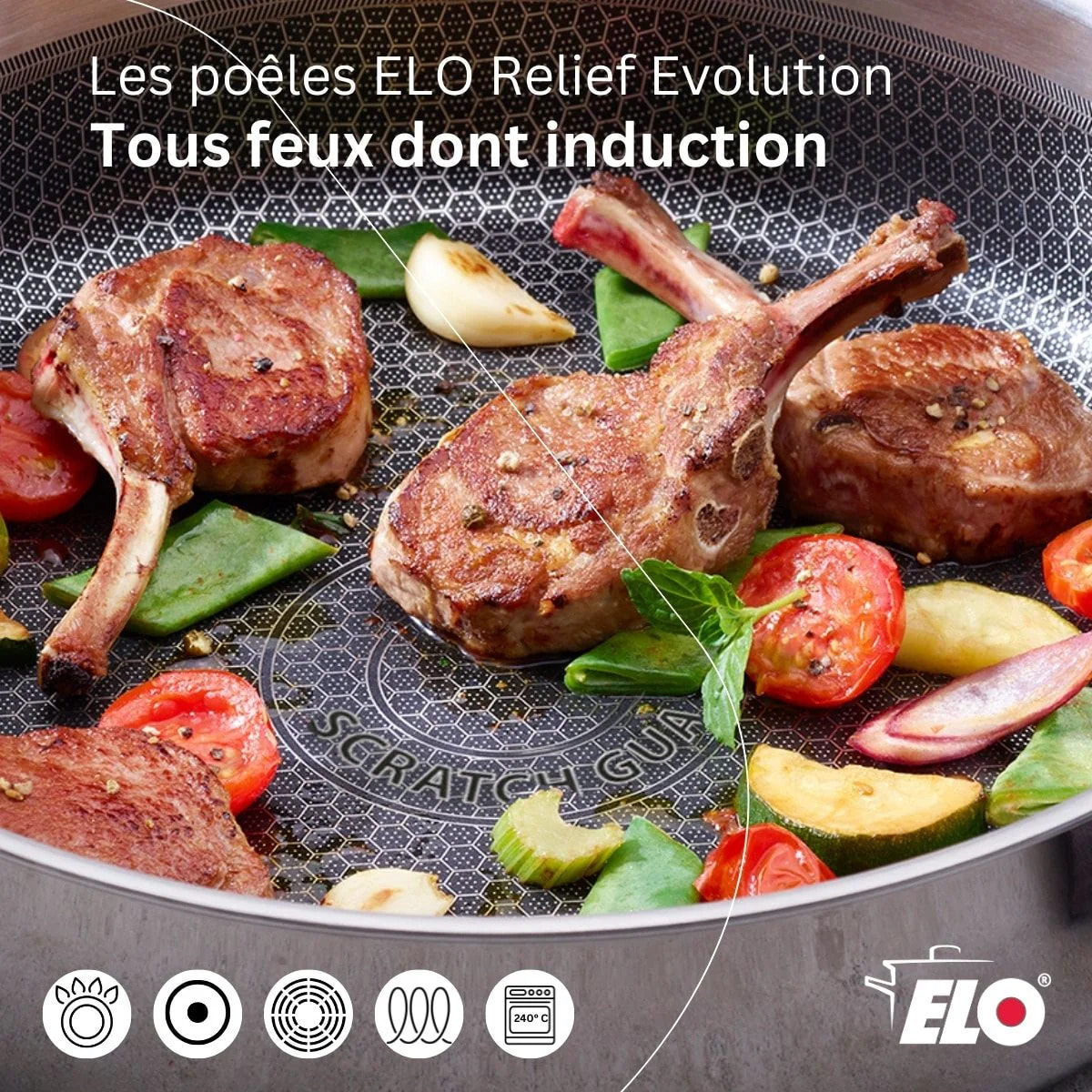 Sauteuse 28 cm en inox 18/10 Elo Relief Evolution