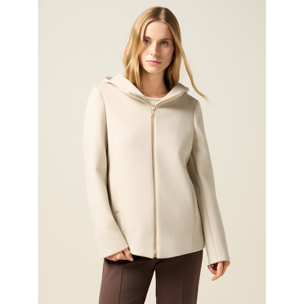 Oltre - Cappotto corto con cappuccio e zip - Beige