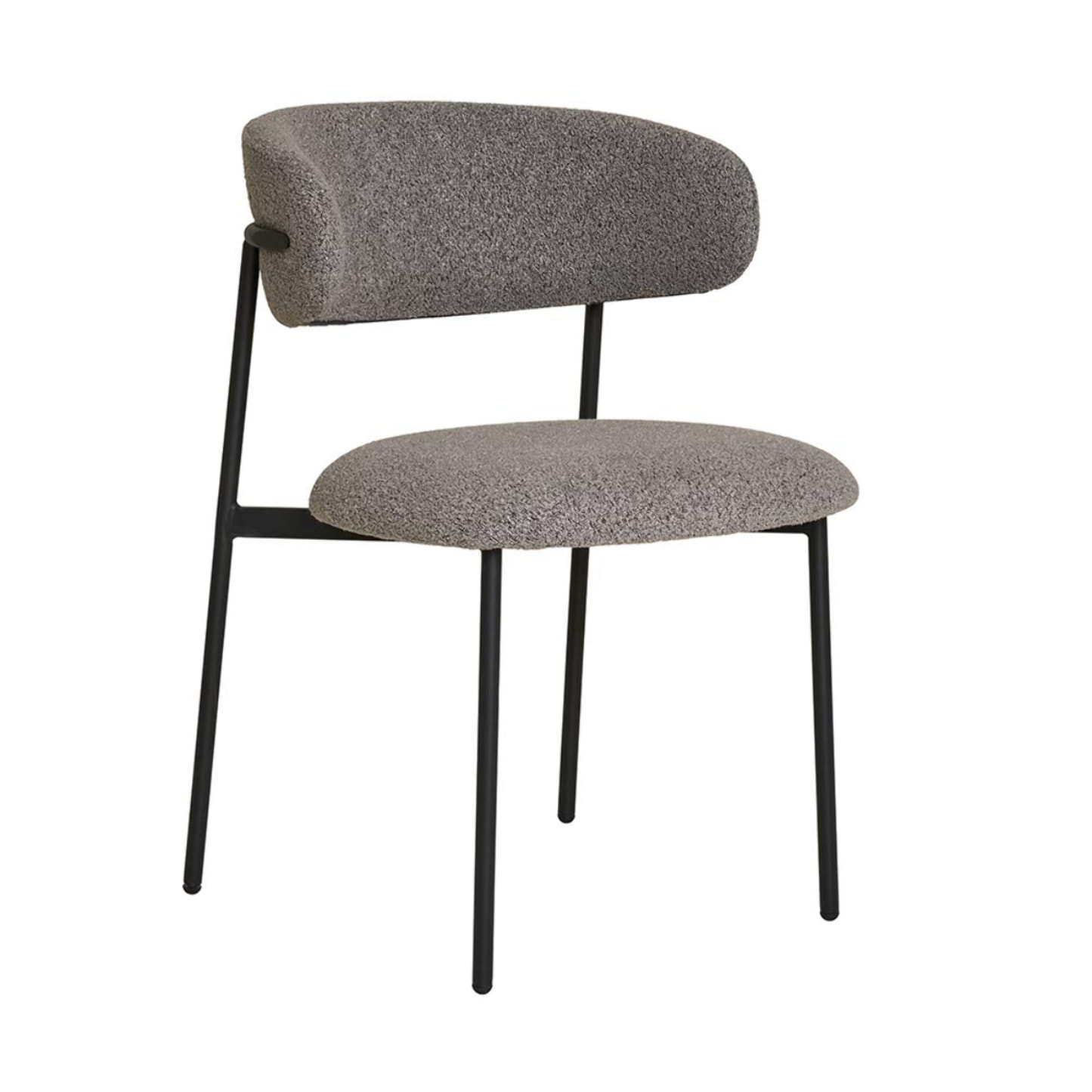 Erica - lot de 2 chaises en tissu bouclette - pieds en acier - Gris