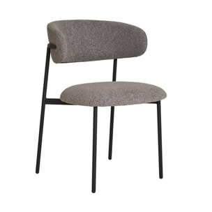 Erica - lot de 2 chaises en tissu bouclette - pieds en acier - Gris