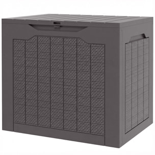 Coffre de jardin 93L dim. 56 x 41 x 50 cm effet rotin et bois brun