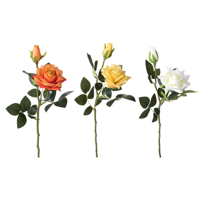 Rosa Per 2 Fiori 46 Cm - Pezzi 24 - 12X46X12cm - Colore: Giallo - Bianchi Dino - Fiori Artificiali