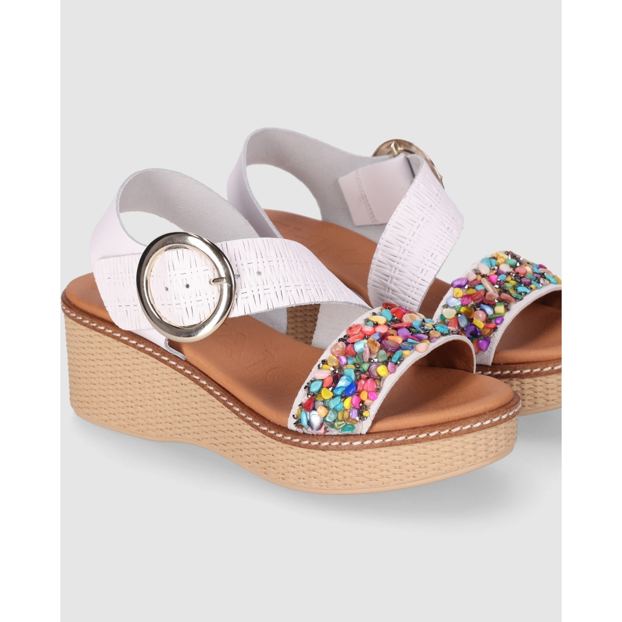 Sandalias de Piel - Blanco - Tacón: 5 cm