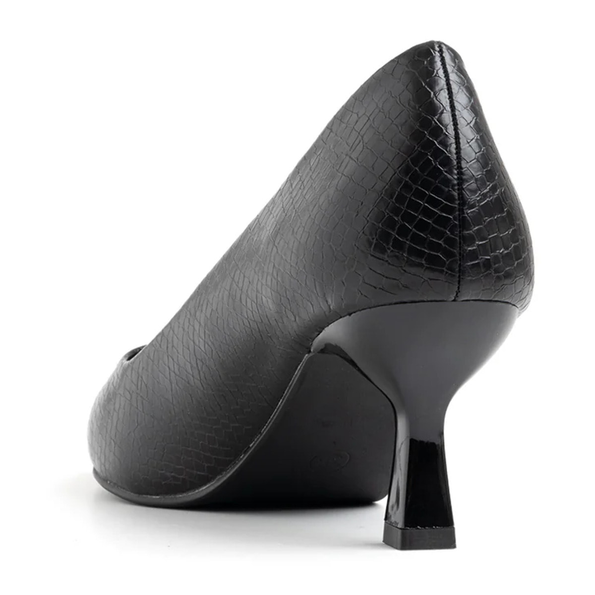 Decolleté a punta in texture pitonata - NERO