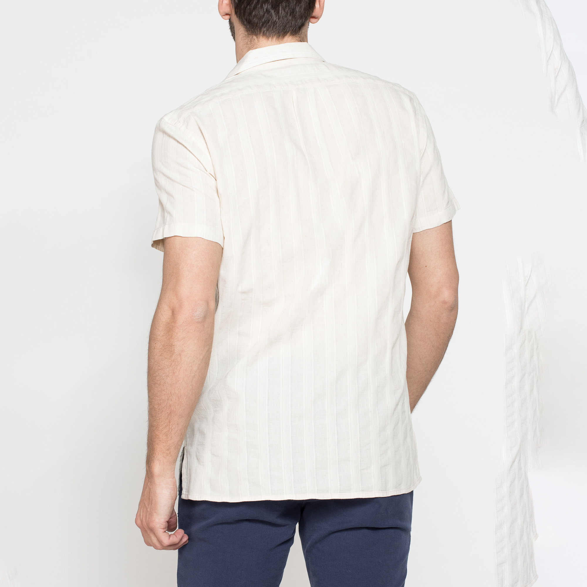 CAMICIA BOWLING IN TESSUTO TINTO FILO DI LINO COTONE