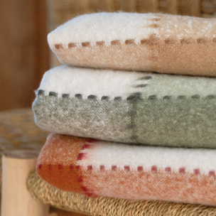 Plaid à carreaux aspect mohair - Kaki