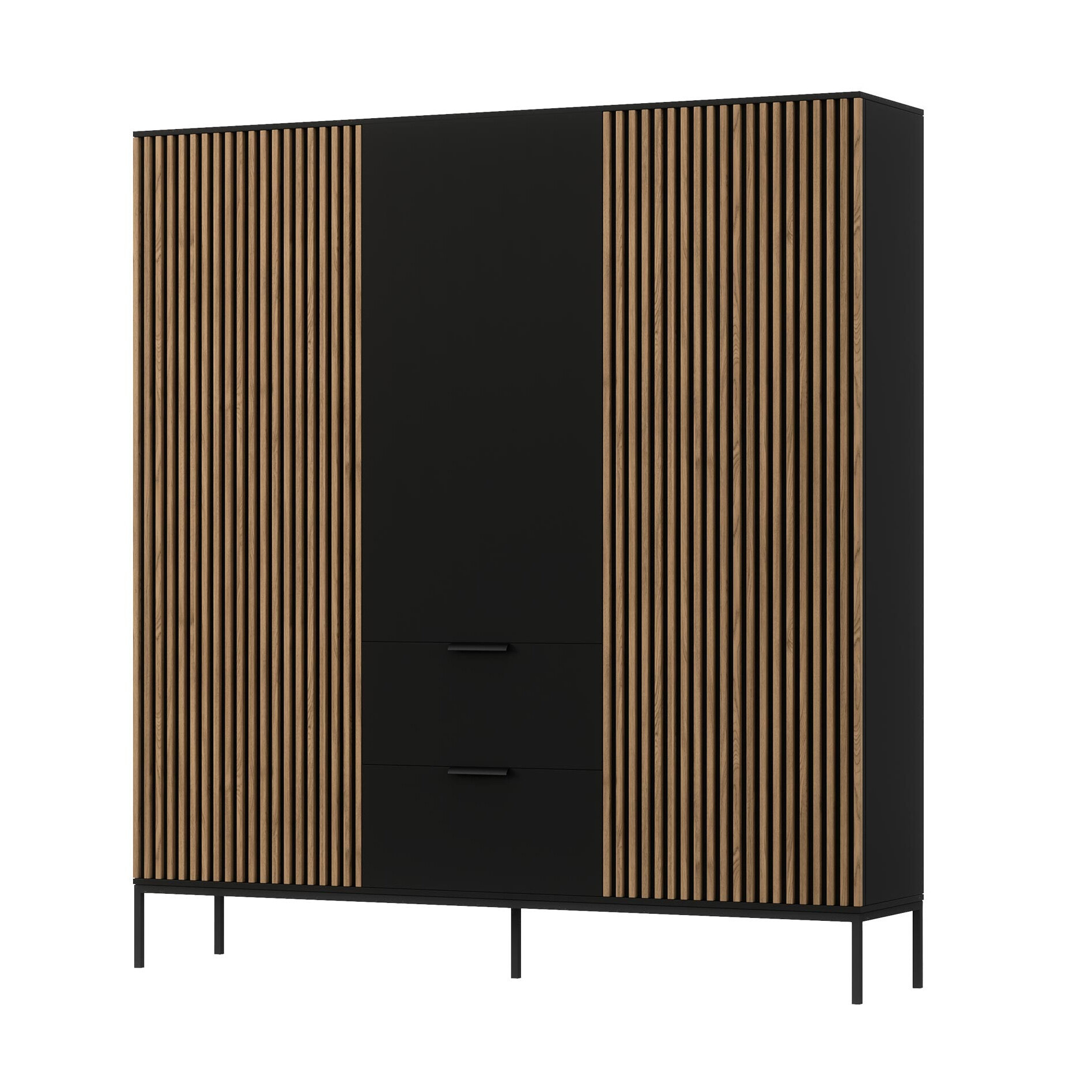 Savanna - armoire - effet bois et noir - 185x200 cm - Noir / Bois