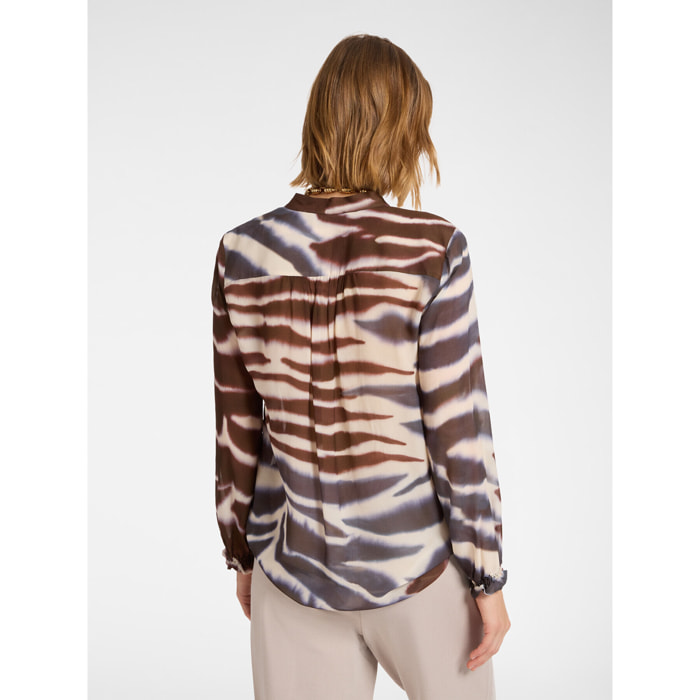 Elena Mirò - Blusa stampata con borchie - Marrone
