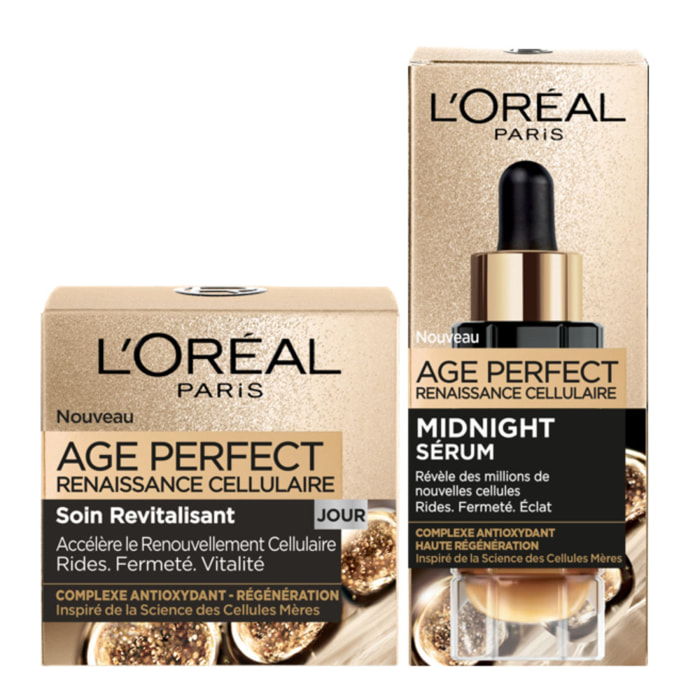 L'Oréal Paris Age Perfect Renaissance Cellulaire - Duo Soin Jour et Midnight Sérum Nuit