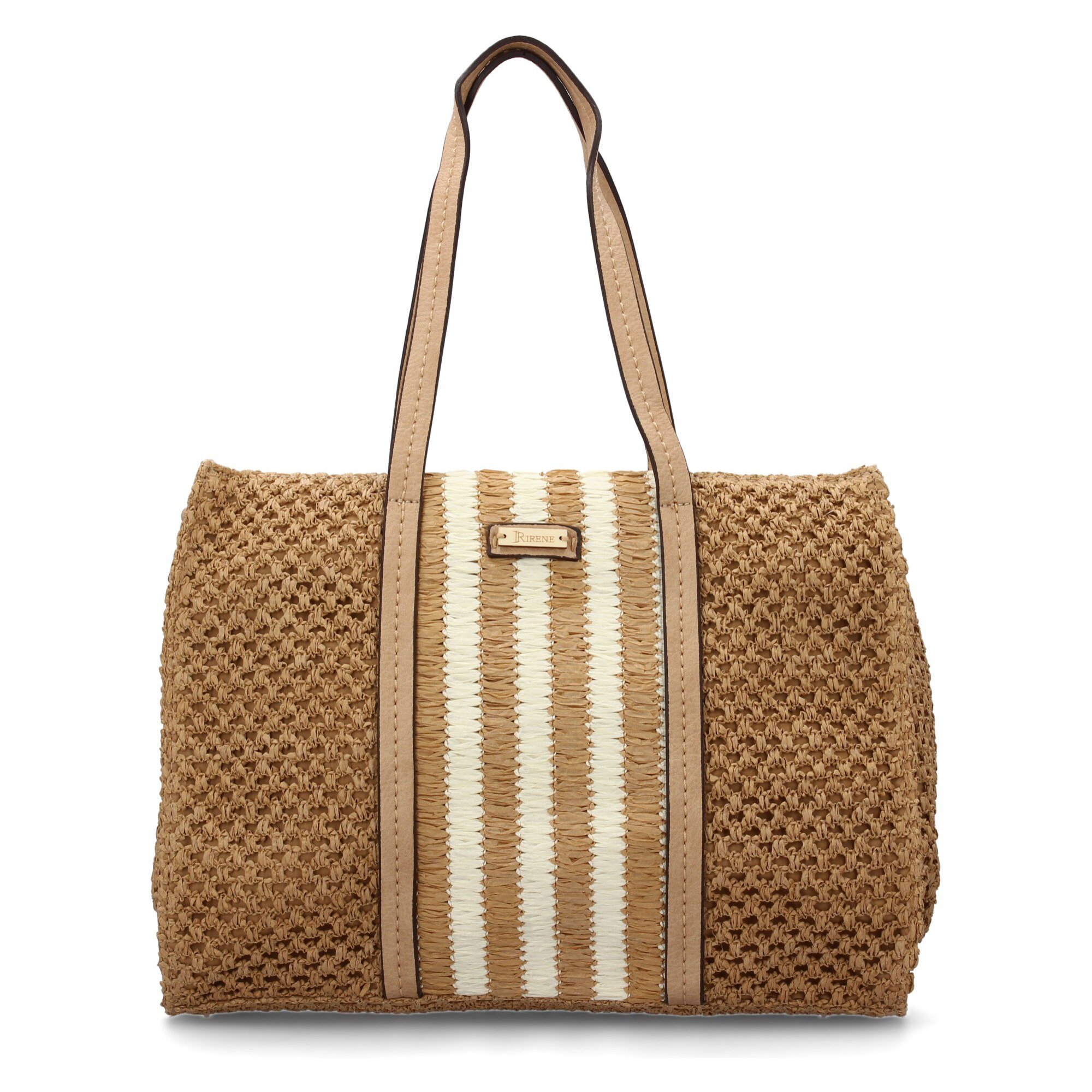 Bolso de hombro para mujer de rafia, diseño moderno con adornos, comodo.