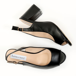 Sandali in simil pelle con tacco comodo quadrato